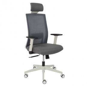 Кресло поворотное ARCUS, серая сетка+ткань/белый полиамид, коллекция AKSPRIME